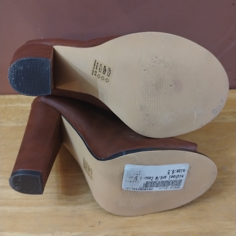 Michael Antonio women's size 6.5 brown open toe heeled boots shoes - Picture 7 of 11